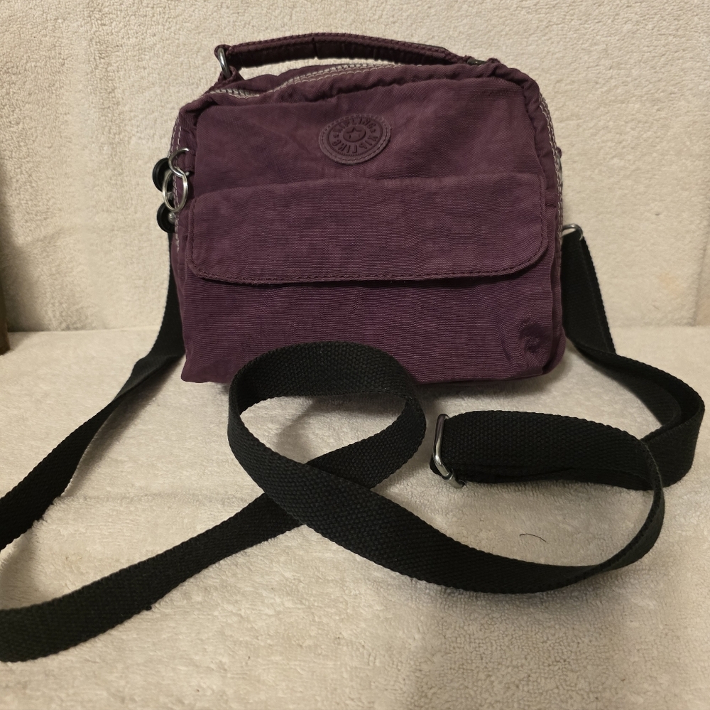 Kipling Purple Crossbody Bag with Black Strap/ Handbag